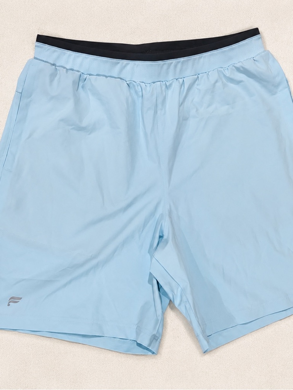 Fabletics Men's Light Blue Athletic Shorts with Black Waistband 462